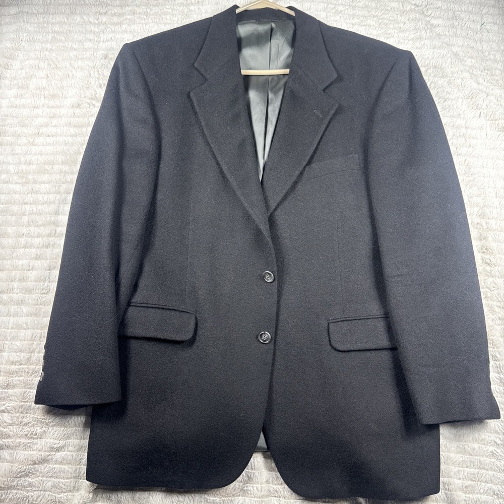 Mark Shale Sport Coat Mens 43R Black Soft Wool Fleece Blended USA Made Solid EUC